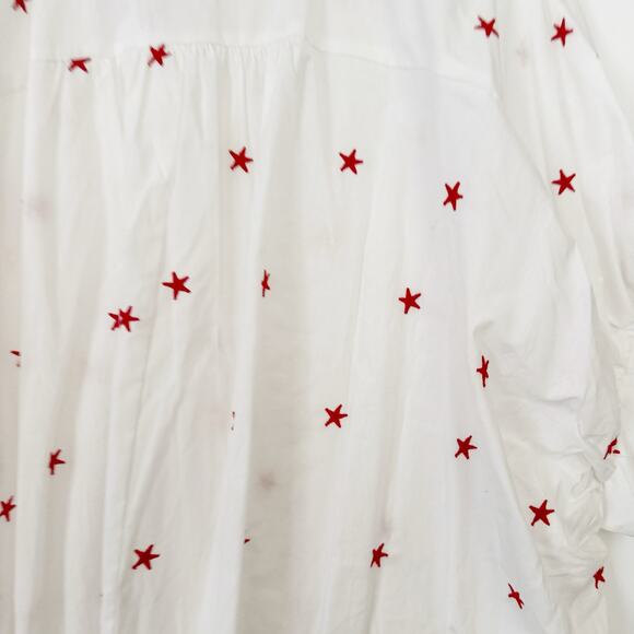 Talulah White Red Star Oversized Button Down Shirt Small NWT - Picture 8 of 9